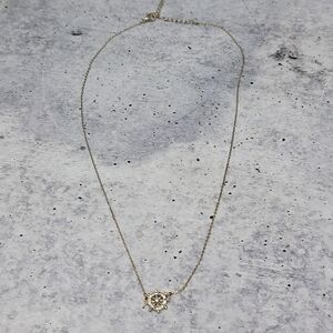 Gold Tone Necklace Sailor's Ship Wheel Pendant